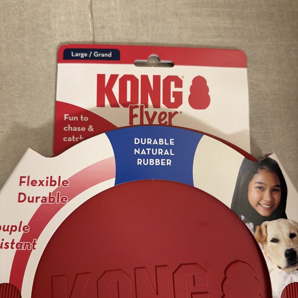 New KONG 26299 Flexible Flyer Frisbee LARGE 9" Durable Soft Rubber Dog Fetch Toy - Picture 2 of 5